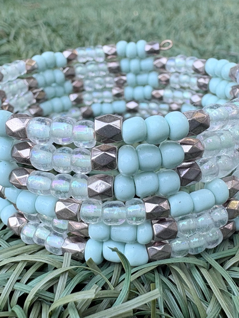 Handcrafted Mint Bead Coil Bracelet by